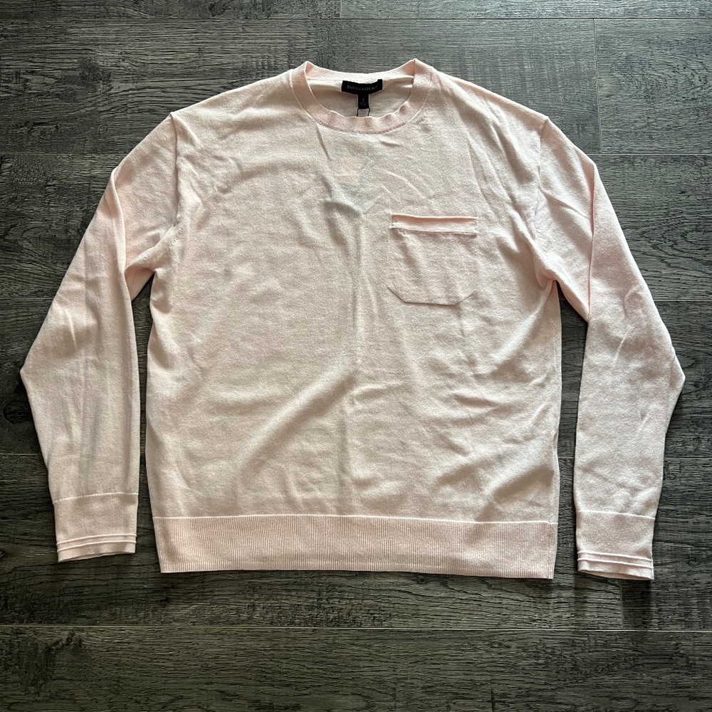 Banana Republic Mens Thin Knit Sweater Cotton Blend Size S Mute Pink $59 NWT
